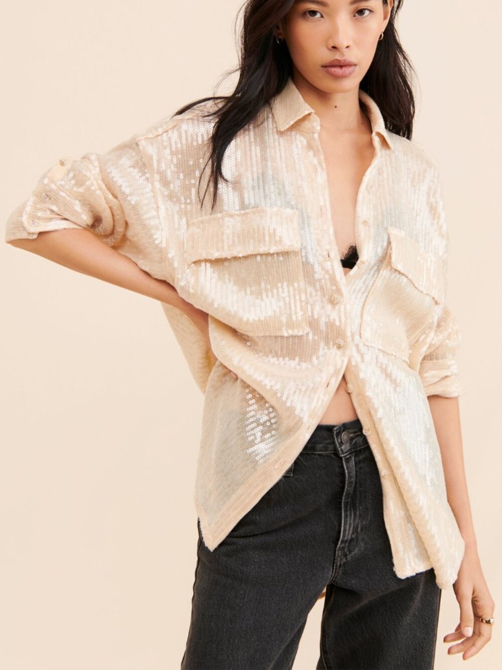 Anthropologie Pilcro Sequin Shine Shirt MP